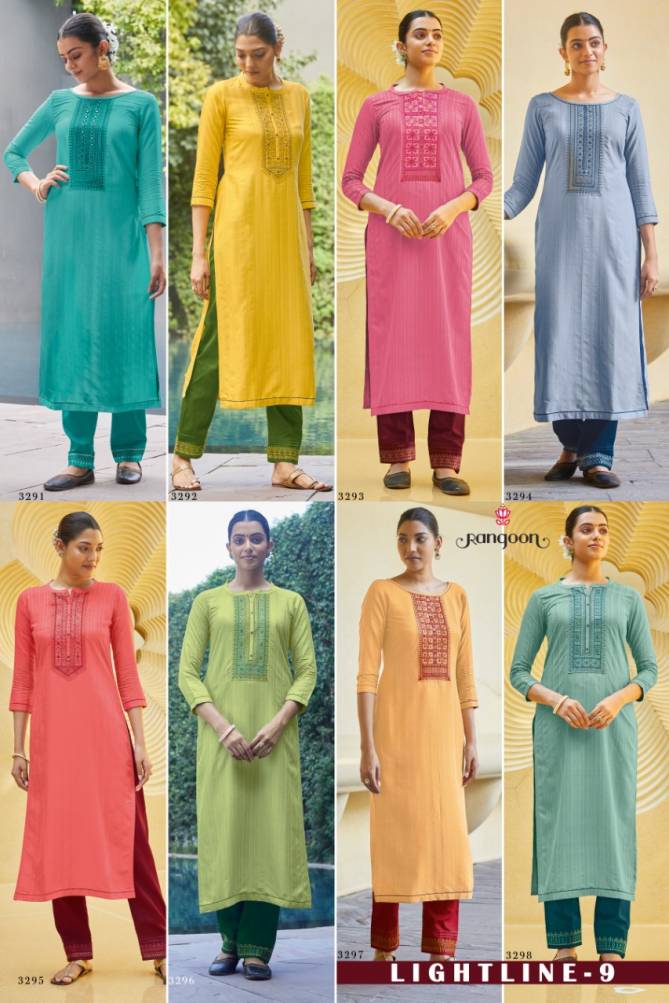 RANGOON LIGHT LINE VOL 9 Latest Designer Silk Work Ethnic Wear Kurtis Collection